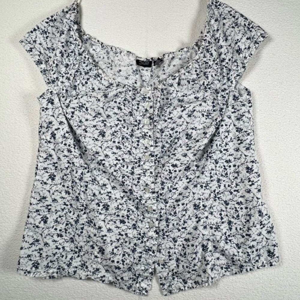 Mileage Womens Button-down Sleeveless Peasant Top Plus Size 2X